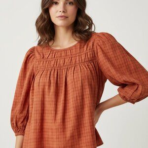 a.n.a a new approach Blouse XL Top Relaxed Fit 3/4th Sleeves Bombay Brown. PXXL